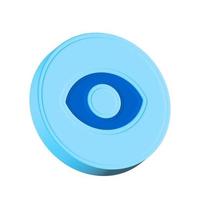 Blue eye see show icon isolated over white background. 3D rendering. photo