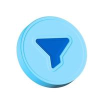 Blue filter icon isolated over white background. 3D rendering. photo