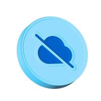 Blue cloud error icon isolated over white background. 3D rendering. photo