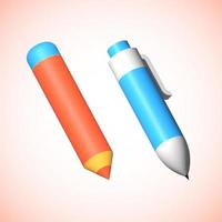 3d rendering of back-to-school icon, pen and pencil isolated icon 3d render illustration photo