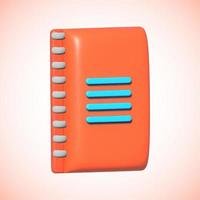 3d rendering of back-to-school icon, Notebook, book isolated icon 3d render illustration photo