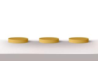 3d three golden podium with white background vector