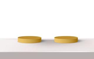 3d two golden podium with white background vector