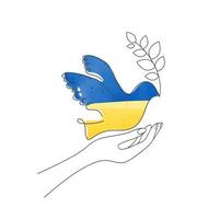 Flag of Ukraine in the form of a dove of peace and hands. The concept of peace in Ukraine on white background. save Ukraine from Russia. vector design