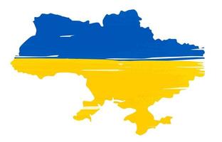 Flag incorporated into the map of Ukraine. Banner for Ukraine support. vector design