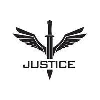 Justice sword wings logo icon vector illustration design template