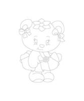 muñeca para colorear página para niños vector gratis