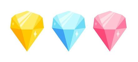 Vector icons of colorful gems.