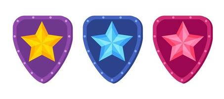 Vector set icons of shield with star for game rating