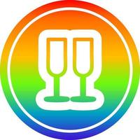 champagne glasses circular in rainbow spectrum vector