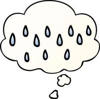 cartoon rain and thought bubble in smooth gradient style vector