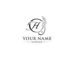 Beautiful letter H logo design, logo H vector, handwritten logo of signature, wedding, fashion shop, cosmetics shop, beauty shop, boutique, floral creative logo design. vector