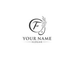 Beautiful letter F logo design, logo F vector, handwritten logo of signature, wedding, fashion shop, cosmetics shop, beauty shop, boutique, floral creative logo design. vector