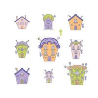 Happy halloween clipart haunted houses collection. vector