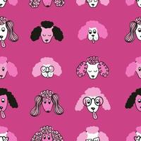 Hand drawn poodle dog seamless pattern. vector