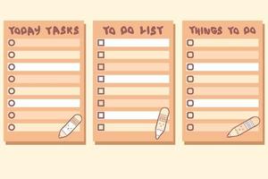 Today tasks checklist template collection. vector