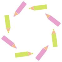 Circle colored pencils shape border with blank space for text. vector