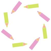 Circle colored pencils shape border with blank space for text. vector