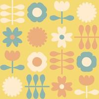 Retro seamless pattern with flowers in boho style. vector