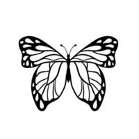 mariposa negra gráfica aislada sobre fondo blanco. ilustración vectorial vector