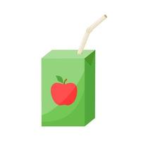 Apple Juice box flat icon. Simple vector illustration of juice packaging with straw isolated on white