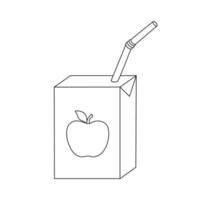 icono de línea de caja de jugo de manzana. ilustración de vector de contorno simple de envases de jugo con paja aislado en blanco