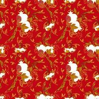 White Pomegranate fruit and golden leaves in seamless pattern style, yellow gold outline in behind. Texture, wrapper, pattern or printing. Flat vector image.
