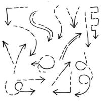 conjunto de flechas vectoriales de fideos. ilustración de estilo grunge. Aislado en un fondo blanco. vector