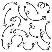 conjunto de flechas dibujadas a mano. garabato ilustración vectorial. Aislado en un fondo blanco. vector