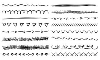 Hand Drawn set of text dividers, Lines, borders and laurels set design elements, isolated on white background vector