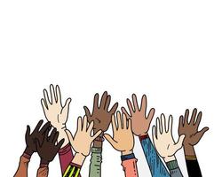 hand drawn of hands up, clapping ovation. hands gesture on doodle style. vector illustration