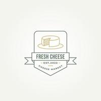 diseño minimalista del ejemplo del vector de la plantilla del logotipo de la insignia del arte de la línea de queso
