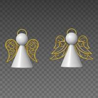 christmas decorations. abstract angels with gold wings. isolated 3d angels vector