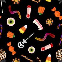 halloween texture. seamless pattern with halloween candies. vector