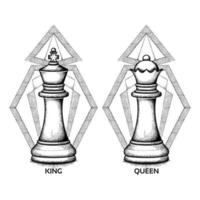 Hand Drawn Chess King and Queen vector