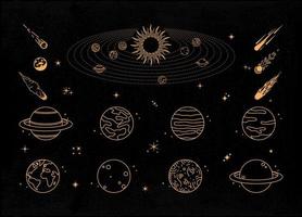 planetas y meteoros ilustración mística o celestial vector