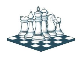 Chess set hand draw vector