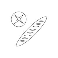 Bread Baguette Outline Icon Illustration on White Background vector