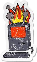 retro distressed sticker of a cartoon old computer vector