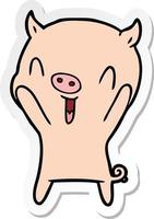 sticker of a happy cartoon pig vector