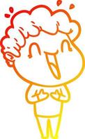 warm gradient line drawing cartoon happy man laughing vector