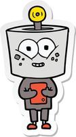 sticker of a happy cartoon robot vector