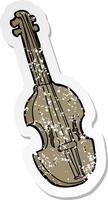 retro distressed sticker of a cartoon violin vector