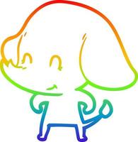 rainbow gradient line drawing cute cartoon elephant vector