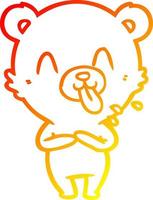 warm gradient line drawing rude cartoon bear vector