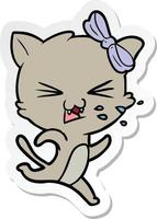 sticker of a cartoon cat vector