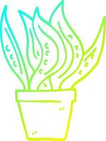 cold gradient line drawing cartoon house plant vector