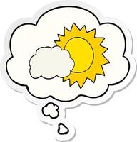 cartoon weather and thought bubble as a printed sticker vector