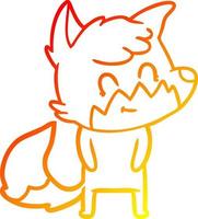 warm gradient line drawing cartoon friendly fox vector