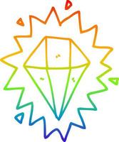 diamante de dibujos animados de dibujo de línea de degradado de arco iris vector